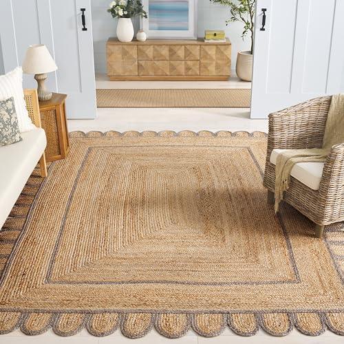 SAFAVIEH Area Rug 8x10 - Natural Fiber Collection - Large - Natural & Grey, Handmade Jute, Ideal for Living Room, Bedroom, Dining Space (NFB125F) - color: Natural/Grey, size: 8' x 10' (Rectangular)