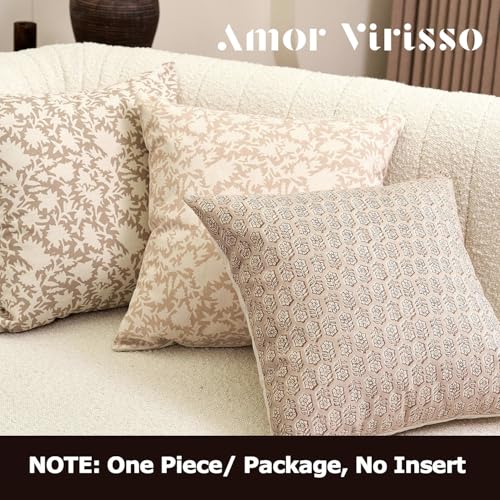 Amor Virisso Floral Pillow Covers 24x24 Couch Pillows for Living Room Decorative Throw Pillow Covers Accent Farmhouse Neutral Pillow Covers 1PC, Cloud Cream - color: Cloud Cream, size: 24" x 24" (Pack of 1)