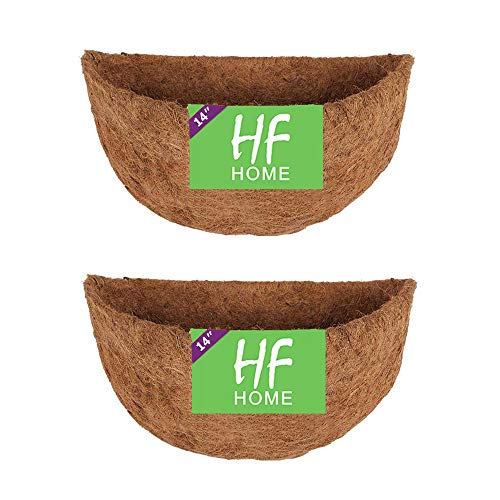 HFHOME 14" Dia Half Round Coco Liner, Half Circle Wall Coir Planter, Coco Fiber Replacement Liners for Wall Hanging Baskets- 2 PCS - size: 14"-2PCS