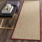 SAFAVIEH Natural Fiber Collection Runner Rug - 2'6" x 6', Maize & Burgundy, Sisal, Woven Design with Border (NF141D) - color: Maize/Burgundy, size: 2'6" x 6' (Runner)