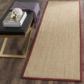 SAFAVIEH Natural Fiber Collection Runner Rug - 2'6" x 6', Maize & Burgundy, Sisal, Woven Design with Border (NF141D) - color: Maize/Burgundy, size: 2'6" x 6' (Runner)