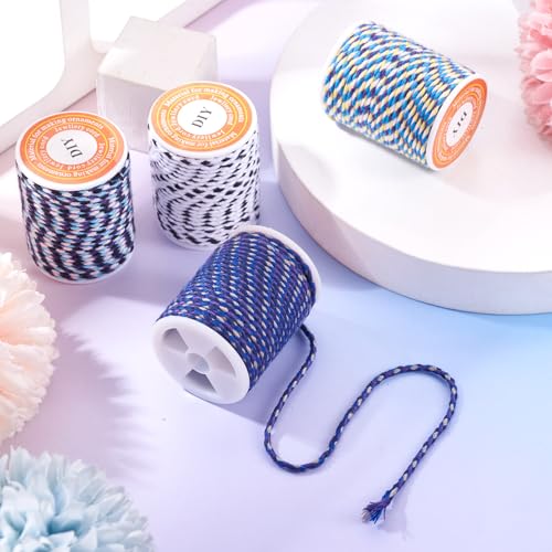 17.2 Yards 1.5mm Macrame Polycotton Cord 4-Ply Twine Braided Thread Chinese Knotting Cord for Friendship Bracelet DIY Craft String Knitting Macrame Rope Wall Hangers Decoration - color: Mixed Color 6, size: 1.5mm