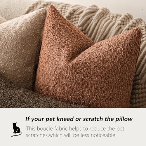 Foindtower Set of 2, Decorative Textured Boucle Throw Pillow Covers Accent Solid Pillow Cases Neutral Couch Cushion Case for Chair Sofa Bedroom Living Room Home Decor 16x16 Inch Burnt Orange Hazel - color: Autumnal, size: 16" x 16" (Pack of 2)