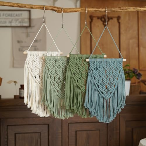 Nashibowu Small Macrame Wall Hanging Decor Boho Tapestry for Bedroom Living Room Dorm Nursery and Office, Cute Aesthetic Wall Art for Small Spaces for Teen Girls and Home Decor (White, 16 * 10 Inch) - color: White