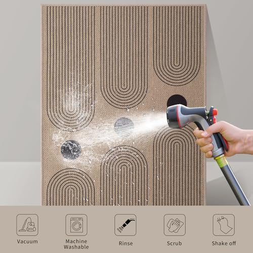 Tangsoo Rainbow Easy Jute 2x3 Outdoor Washable Rug for Entryway,Non-Slip Small Area Rug Farmhouse Throw Mats Modern Neutral Indoor Carpet for Entryway Kitchen Foyer Front Porch - color: Rainbow-3 Black, size: 2x3ft