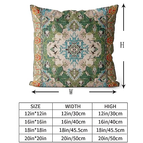 Snycler Boho Throw Pillow Covers 16x16 inch Set of 2 Boho Rug Carpet Double Sided Pattern Cotton Soft Pillow Case Cushion Cover Pillowcase for Couch Sofa Bed Decorative (Green) - color: Boho-3, size: 16" x 16" (Pack of 2)