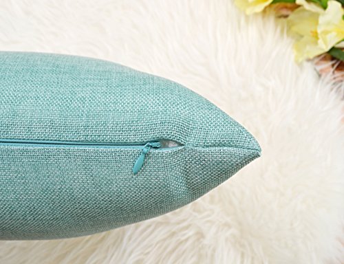 Aiking Home Imitation Burlap Throw Pillow Cover 18x18 Inch Vintage Faux Linen Rustic Natural Look, 1 Piece Elegance Farmhouse Style Accents Pillow Case for Indoor Use, Aqua - color: Aqua, size: 18" x 18" (Pack of 1)