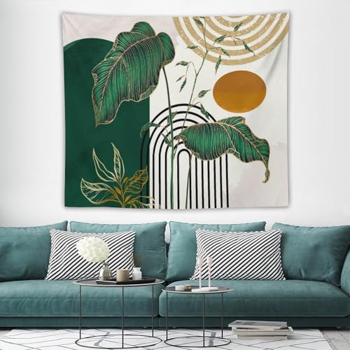 Boho Green Leaf Tapestry,Mid Century Abstract Leaves Tropical Palm Modern Minimalist Wall Hanging Neutral Home Decor Art for Living Room Bedroom Dorm 40"x30" - color: Boho Leaf-13, size: W40xL30in