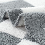 Carriediosa Checkered Throw Blanket 50" X 60", 400GSM Ultra Soft Microfiber Fuzzy Fluffy Reversible Cute Preppy Knitted Blankets Cozy Plush Fall Throws for Couch, Bed, Sofa, Grey - color: Check - Grey, size: 50" X 60"