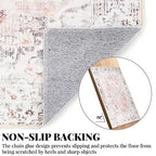 MUJOO Non Slip Boho Pink Runner Rug, Machine Washable for Hallways Entryway Kitchen Bathroom Bedside Retro Soft Low-Pile 2'x6' Blossom - color: Pink, size: 2' x 6' (Rectangular)