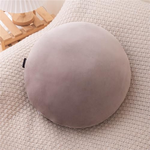 MOJUN Round Throw Pillow, 15.7" Soft Solid Color Round Sofa Lumbar Pillow Floor Pillow Home Decorative Pillow Cushion for Couch Car Living Room Bedroom, Brown - color: Brown