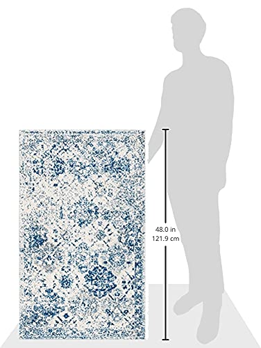 SAFAVIEH Madison Collection Accent Rug - 2'3" x 4', White & Royal Blue, Floral Medallion Trellis Design, Non-Shedding & Easy Care, Ideal for High Traffic Areas in Entryway, Kitchen, Bedroom (MAD611C) - color: White/Royal Blue, size: 2'3" x 4' (Rectangular