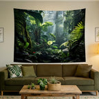 QGHOT Jungle Tapestry, Rainforest Backdrop, Green Tropical Tapestry with Palm Leaves Extra Large Wall Art for Bedroom Living Room Decor 80x60in - size: 59.1"L x 78.7"W