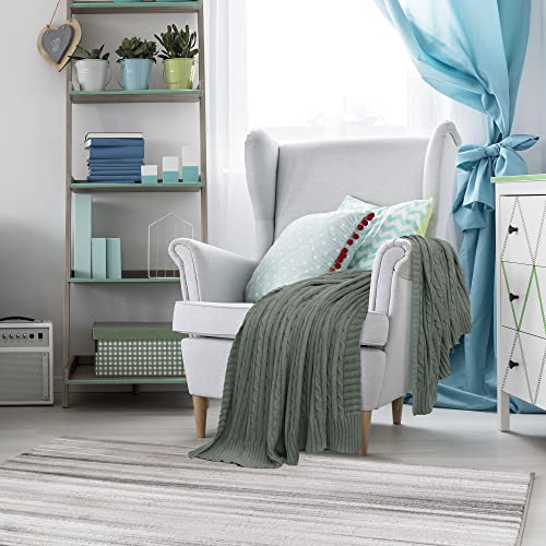 uxcell 100% Cotton Knitted Throw Blanket for Sofa and Couch Soft Lightweight Cable Knit Blanket Home Decors Blanket, Grey 50" x 60" - color: Grey, size: Throw (50" *60")