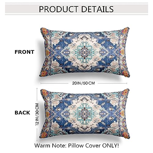 Snycler Boho Throw Pillow Covers 12x20 inch Set of 2 Boho Rug Carpet Double Sided Pattern Cotton Soft Pillow Case Cushion Cover Pillowcase for Couch Sofa Bed Decorative (Blue) - color: Boho-1, size: 20" x 12" (Pack of 2)