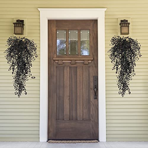 RECUTMS Artificial Hanging Plants Indoor 4 Pcs Artificial Ferns Plants Large Faux Hanging Plant Wall Plants Fake Ivy Room Fall Home Garden Wedding Halloween Party Indoor Outdoor Decor(Black) - color: Black