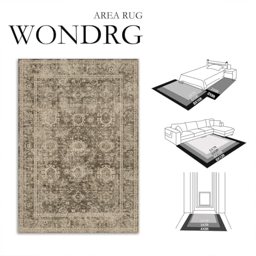 3x4 Washable Area Rug for Entryway Brown Vintage Non-Slip Low Pile Distressed Rustic Carpet Door Mat Soft Small Door Mat Small Throw Rug for Entrance - color: Retro | Brown, size: 3' x 4' (Rectangular)