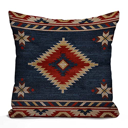 Nphuriy Vintage Southwest Throw Pillow Case Cotton Linen Cushion Cover Square Standard Home Decorative Blue Red 16 x 16 Inch - color: Multi 45