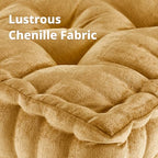 Intelligent Design Floor Pillow - Shredded Foam Filled Meditation & Yoga Cushion, Chenille Tufted, Handsewn Scalloped Edge, Oeko-TEX Certified, Azza, 20" x 20" x 5" Yellow - color: Yellow