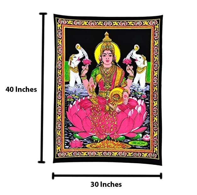 Rastogi Handicrafts Cotton Wall Hanging Laxmi Maa 40" X 30" Poster Size (LAXMI-G) - color: LAXMI-G