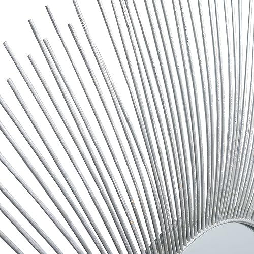 SAFAVIEH Home Collection Jaslene Silver Sunburst 35-inch Round Decorative Accent Wall Mirror for Bedroom Living Room Bathroom Entryway