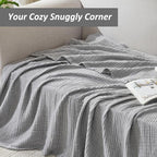 EMME Cotton Muslin Large Throw Blanket Couch Breathable Gauze Soft Lightweight Bed Blankets Adults (Heather Grey, 50"x70") - color: 04 - Grey, size: Large Throw (50" X 70")