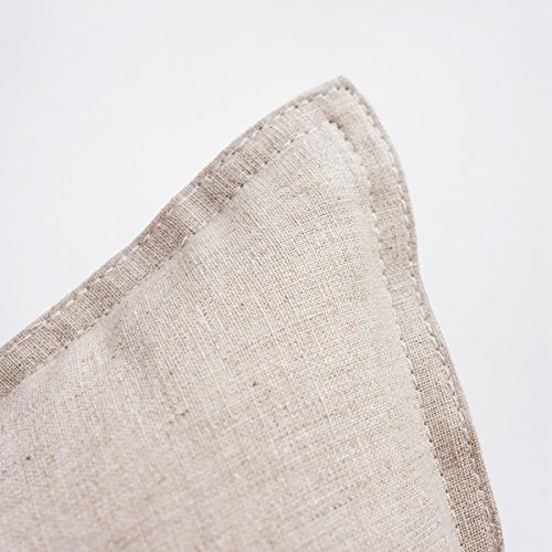 Jeanerlor Natural Cotton Linen Decoration Toss Throw Pillow Sham 18"x18" Cushion Case Yellow Pillow Cover Delicate Decorative Pillowcase for Chair/Couch/Patio, (45 x 45cm), Light Linen - color: Light Linen, size: 18" x 18" (Pack of 1)