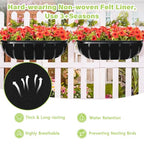 Riare 6 Pack 24 Inch Black Felt Window Box Liners- Fabric Trough Planter Basket Liners Replacement, Non-Woven Hanging Plant Liner for Wall Hanging Basket, Garden Fence Railing (Avoid Bird Nesting) - size: 24inch