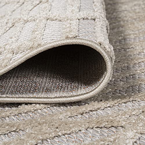 JONATHAN Y Moroccan Diamond Indoor Outdoor Runner Rug 2X10 Beige, Ararat High-Low Pile Modern for Backyard, Patio, Porch, Easy-Cleaning, High Traffic, Pet-Friendly, Non-Shedding (SBH105A-210) - color: Beige, size: 2' x 10' (Runner)