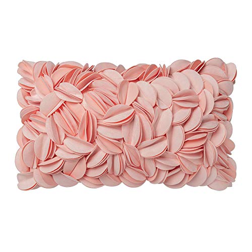 KINGROSE Handmade 3D Flower Soft Home Decorative Throw Pillow Case Rectangle Cushion Cover for Bed Living Room Sofa 12 x 20 Inches Solid Suede Pink - color: Pink - Solid Suede