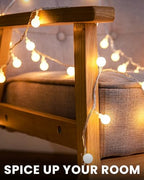 Globe String Lights 43 Ft 100 LED Fairy Lights Plug in with Remote Timer 8 Modes Connectable Twinkle Light for Bedroom Classroom Wedding Christmas Indoor Outdoor Decor, Warm White