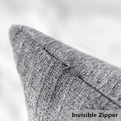 Home Brilliant Decorative Cushion Covers Chenille Square Pillow Protectors for Living Room Pillowcases for Car Chair, 20x20 inches, Set of 2, Grey White - color: Grey White, size: 20" x 20" (Pack of 2)