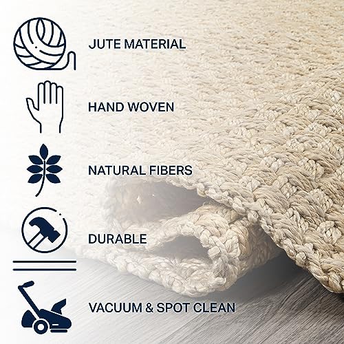 JONATHAN Y Estera Hand Woven Boucle Chunky Jute Ivory Indoor Area Rug, 8x10, Bohemian, Transitional, Easy-Cleaning for Living Room, Bedroom, Kitchen, Pet Friendly, Non-Shedding (NFR102B-8) - color: Ivory, size: 7'8" x 10' (Rectangular)