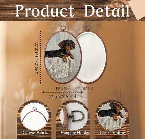 Lulavo Dachshund Laundry Basket Round Wall Art, Countryside Round Wall Decor, Retro Farmhouse Landscape Hanging Canvas Prints for Laundry Room Washroom Bathroom, 8.6x11.4 Inch - color: 02
