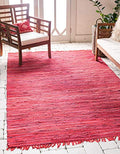 Unique Loom Chindi Cotton Collection Soft Hand Woven Natural Fiber Striped Area Rug, 5 ft x 8 ft, Red/Purple - color: Red/Purple, size: 5' x 8' (Rectangular)