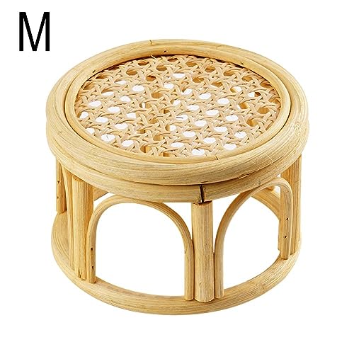 Rattan Plant Stands,Small Boho Rattan Wicker Round Riser Plant Stand,Indoor Flower Pot Stand,Decorative Flower Shelf Bonsai Rack Garden Plant Pot Riser Holder - size: M (5.91 x 3.94 inches)