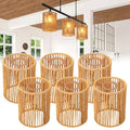 6 Pcs Paper Rope Lamp Shades, Rattan Lamp Shade, Boho Pendant Light Shade, Woven Lampshade with Metal Frame, 4.7 x 4.7 x 5.9 in, Creative Lighting for Home, Living Room, Bedroom