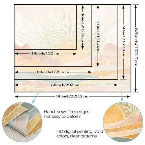 Lifeel Boho Sun Mountain Tapestry, Vintage Minimalist Sunset Geometric Bohemian Abstract Art Tapestries for Bedroom Living Room, 36x48 inches - color: Yellow, size: 48"L x 36"W