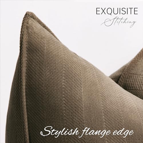 ZWJD Brown Pillow Covers 16x16 Set of 2 Chenille Throw Pillow Covers with Elegant Design Soft and Luxurious Decorative Throw Pillows for Couch, Bed, and Home Decor - color: Brown, size: 16" x 16" (Pack of 2)