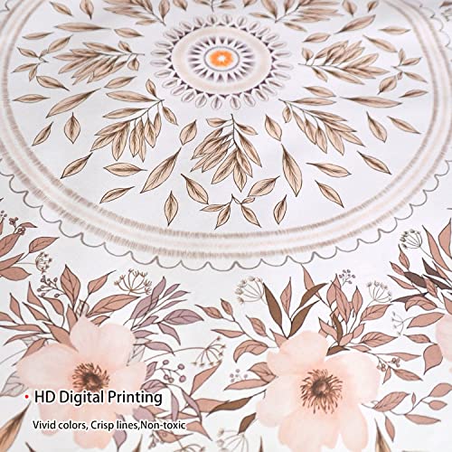 Lifeel White Pink Bohemian Tapestry Wall Hanging, Mandala Floral Medallion Hippie Tapestry with Light Brown Aesthetic Wreath Design, Cream Wall Decor Blanket for Bedroom Home Dorm, Small 50×60 inches - color: White Pink, size: 60"L x 50"W