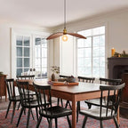 23.6" Wood Pendant Lights, Mid-Century Modern Natural Black Walnut Wood Pendant Light Fixture Hanging Lamp for Kitchen Island, Bedroom, Dining Room, Living Room, Nursery, Entryway, Foyer - size: 23.6" W x 8.3" H