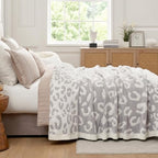 Snuggle Sac Leopard Queen Size Grey Microfiber Fluffy Warm Cozy Fuzzy Soft Blanket Reversible Cheetah Blankets for Bed, Couch, Sofa, 90x90 inches - color: Leopard Grey, size: Queen(90"x90")