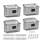 Wall Basket with Label Plate & 5 S-Hooks –4 Pack Hanging Wire Basket for Organizing, Wall Storage for Kitchen, Bathroom, Pantry, Laundry, RV – Hanging Wall Basket, Metal - size: 4 Pack