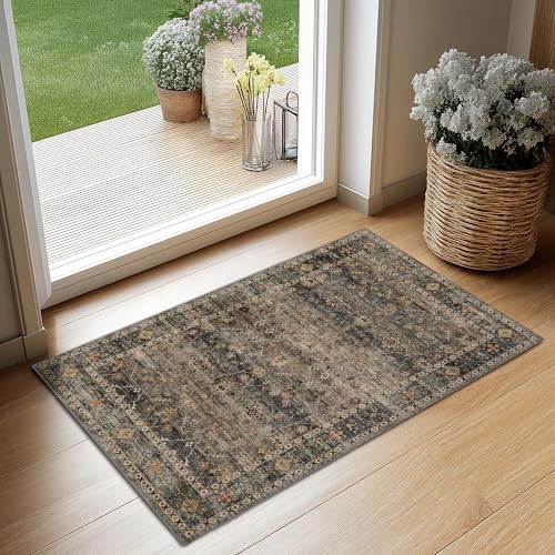 Ruaruarug Washable Area Rug 2x3 for Kitchen Entryway Living Room Bedroom, Ultra Soft Non Slip Stain & Fade Resistant, Pet & Kids Friendly, Suitable for High Traffic Areas Easy to Clean, Camel - color: Camel, size: 2' x 3' (Rectangular)