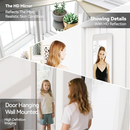 SCWF-GZ 47x14 Mirror Rectangle Full Body Length Door Hanging Wall Mounted Aluminum Alloy Metal Frame Dressing Make-up Mirrors for Entryway Bedroom Bathroom Living Room 47 14 inch Silver - color: Silver, size: 47"L x 14"W