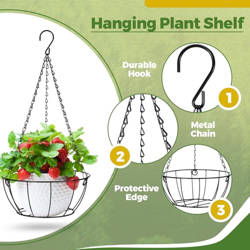 Nuogo 5 Pcs Plant Hanger Metal Plant Hanger Hanging Plant Holder 9.5 Inches Decorative Hanging Baskets for Plants Metal Hanging Planter Plant Shelf for Garden Porch Balcony Flower Pots Indoor Outdoor