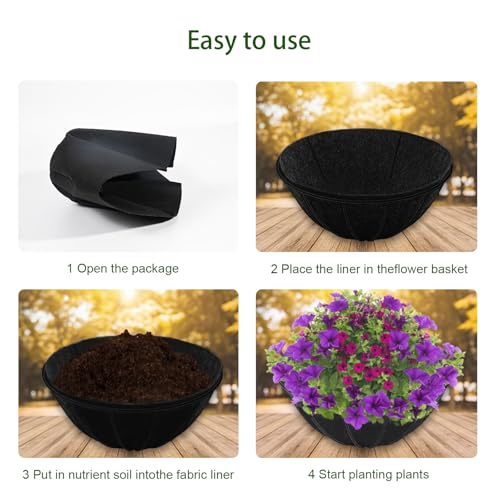 hehimhis 6Pcs 16 Inch Round Non-Woven Planter Basket Liner, Hanging Basket Fabric Liners Coco Fiber Liner Replacement for Hanging Flower Pot (6, 16inch) - size: 16inch