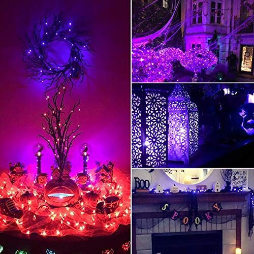 Halloween Purple Fairy String Lights: 12 Pack 7 Ft 20 LED Battery Operated Firefly Lights on Black Wire Starry Moon Lights for DIY Party Bedroom Patio - color: Purple, size: 12 Pack