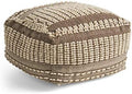 Foamma Pouf Ottoman Brown+Beige, 26"x26"x16.5" - Square Ottoman Foot Rest for Living Room and Bedroom, Pouf Footstool with Handcrafted Wool Cover, Foot Rest for Couch, Boho Furniture for Home