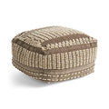 Foamma Pouf Ottoman Brown+Beige, 26"x26"x16.5" - Square Ottoman Foot Rest for Living Room and Bedroom, Pouf Footstool with Handcrafted Wool Cover, Foot Rest for Couch, Boho Furniture for Home - color: Brown + Beige
